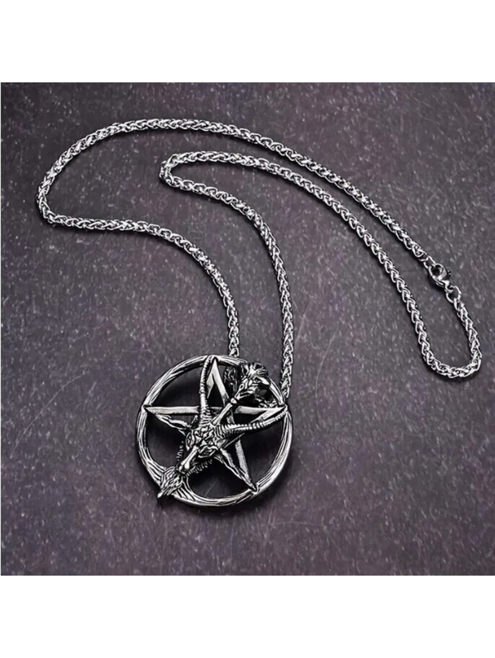 BAPHOMET PENTAGRAM NECKLACE satan 666 black metal death metal goth gothic occult